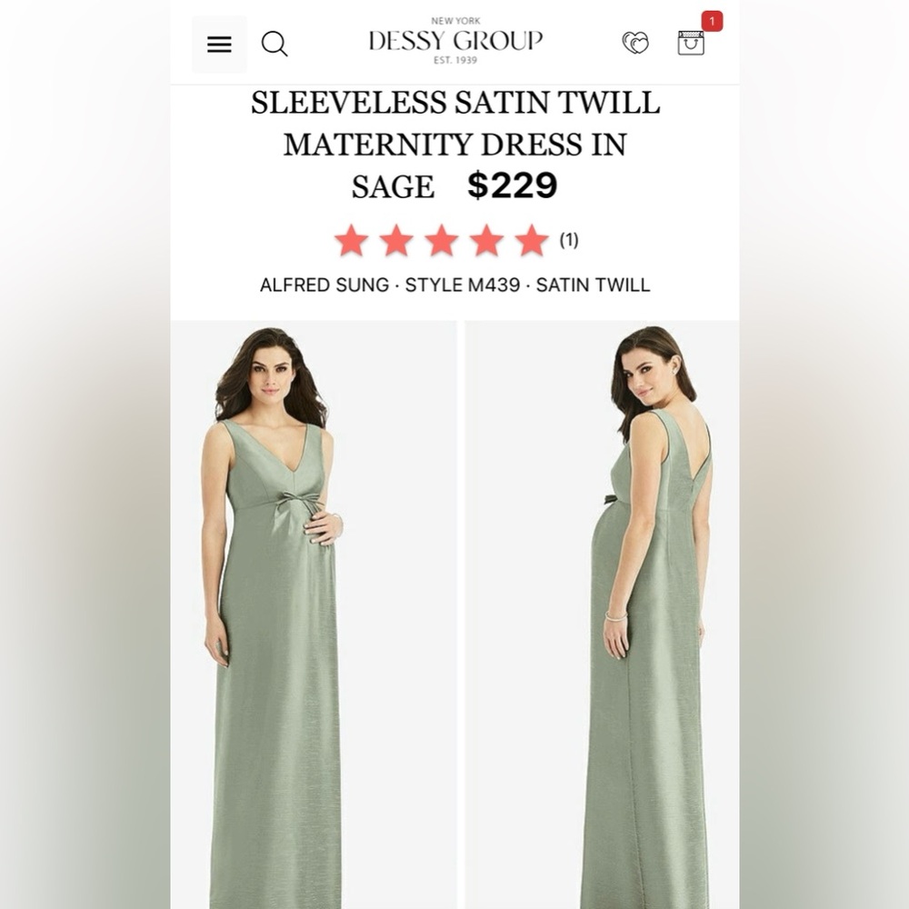 ALFRED SUNG Sleeveless Satin Twill Maxi Dress in Sage